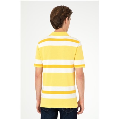 Erkek Regular Fit Polo Yaka Sarı Tişört