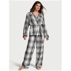 Flannel Wrap Long Pajama Set
