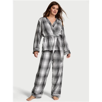Flannel Wrap Long Pajama Set