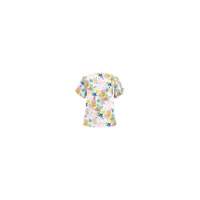 UA Floral Comfort White V-Neck Print Scrub Top