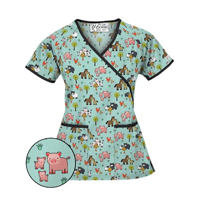 UA Country Time Cool Blue Mock Wrap Scrub Top