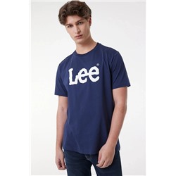 Lee, Lightweight Ss Wobbly Logo Crew Neck Bisiklet Yaka Erkek T-shirt L65qaıee Navy