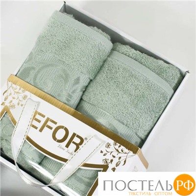 Т0389/SMB-12 Набор полотенец EFOR BAMBOO TAC из 2х пр. (50*90,70*140) 100% бамбук (светло-зеленый)