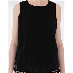Siyah Crop Kolsuz Bluz