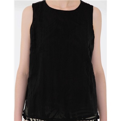 Siyah Crop Kolsuz Bluz