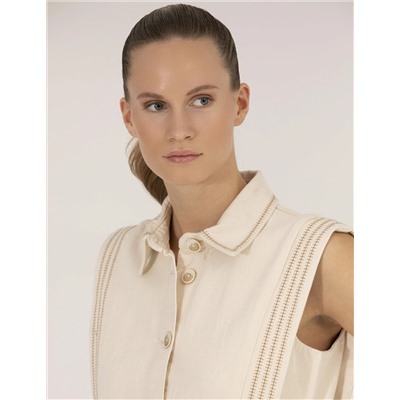 Krem Comfort Fit Dokuma Tulum