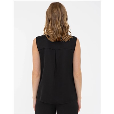 Siyah Regular Fit Kolsuz Bluz