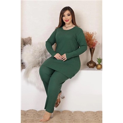 Pralab Büyük Beden Düz Renk Pamuk Rahat Kadın Pijama Takımı CN5409ON-007