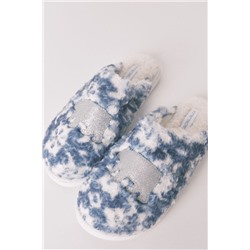 Zapatillas casa borreguito parche oso brillo