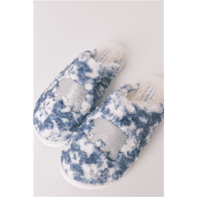 Zapatillas casa borreguito parche oso brillo