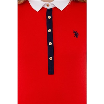 Kadın Kırmızı Basic Polo Yaka Tişört