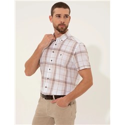 Kahverengi Regular Fit Kısa Kollu Gömlek