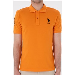 Erkek Slim Fit Polo Yaka Turuncu Basic Tişört