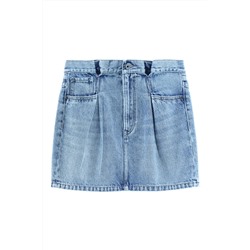 Minifalda vaquera de talle alto Azul claro