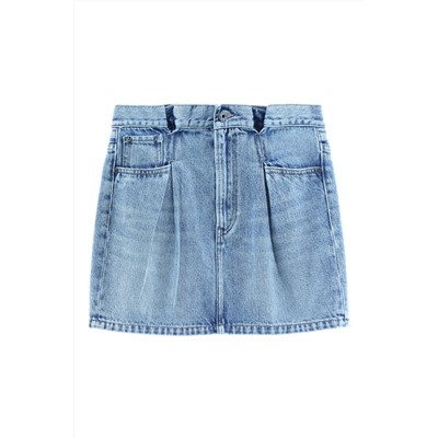 Minifalda vaquera de talle alto Azul claro