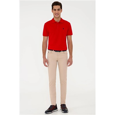 Erkek Kırmızı Basic Polo Yaka Tişört