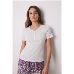 Camiseta manga corta canalé gris