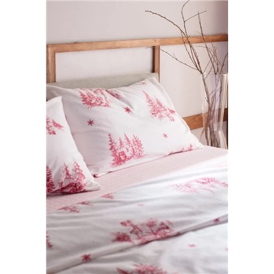 Faon King Size %100 Pamuk Flanel Nevresim Takımı - Kırmızı
