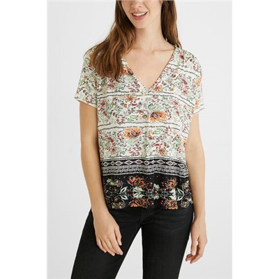 Camiseta manga corta flores