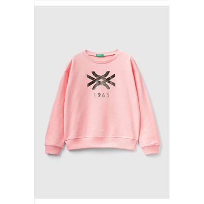 United Colors of BenettonKız Çocuk 03Z Benetton Logolu Sweatshirt Pembe