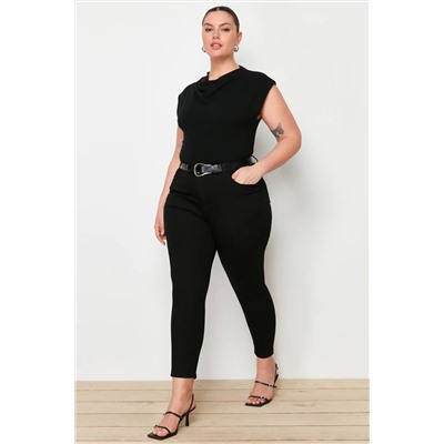 Solmayan Siyah Yüksek Bel Esnek Skinny Jeans TBBAW23CJ00061