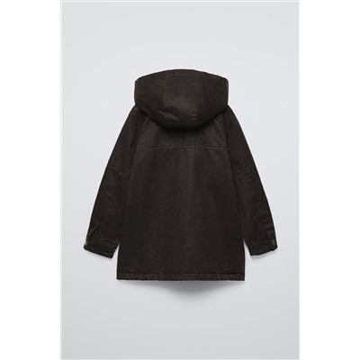 DETACHABLE HOODED WAXED JACKET