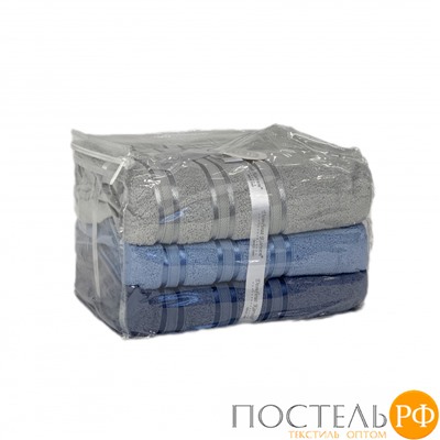 Набор полотенец Карвен Micro Delux 70*140 3шт. махра HS 1011v4 gri/mavi/indigo