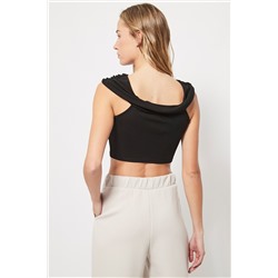 Top crop drapeado Negro