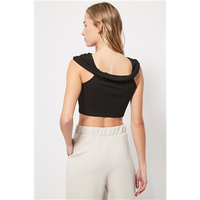 Top crop drapeado Negro