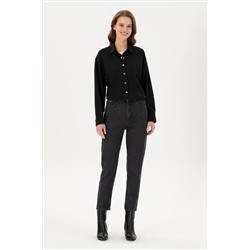 Kadın Siyah Mom High Waist Fit Jean Pantolon