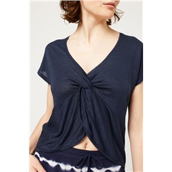 Top de lino Nahuda Azul marino