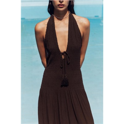 SMOCKED HALTER DRESS