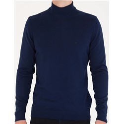 Açık Lacivert Slim Fit Yarım Balıkçı Basic Triko Kazak