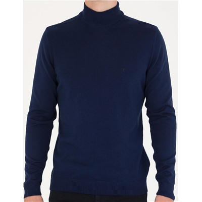 Açık Lacivert Slim Fit Yarım Balıkçı Basic Triko Kazak