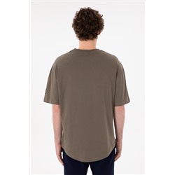 Erkek Long Fit Bisiklet Yaka Vizon Basic Tişört