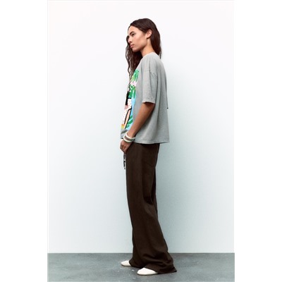 FADED-EFFECT T-SHIRT WITH PRINT