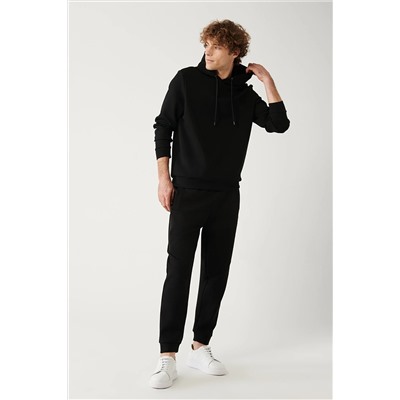 Avva Erkek Siyah Parçalı İnterlok Standart Fit Normal Kesim Jogger Pantolon A32Y3413