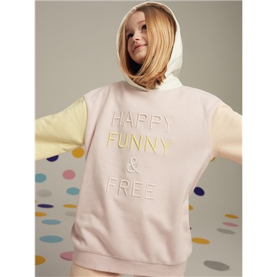 Bunter Hoodie mit Stickerei