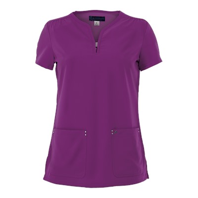 koi Sapphire Four-Way Stretch Scrubs Split Neck Top