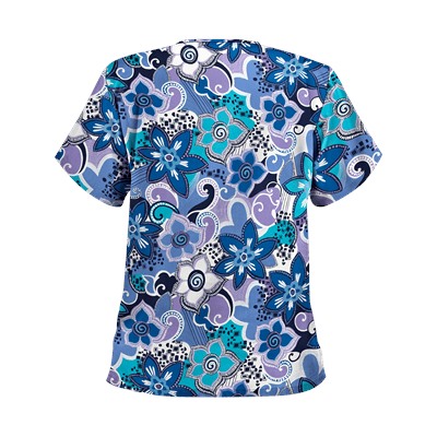 UA Swirling Flowers Navy Print Scrub Top