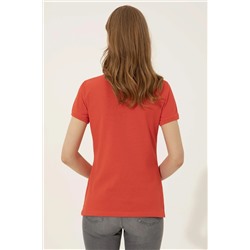 Kadın Kırmızı Basic Polo Yaka Tişört