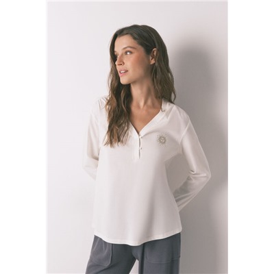 Camiseta manga larga 100% algodón blanco
