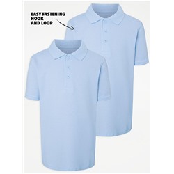 Light Blue Easy On Short Sleeve School Polo Shirts 2 Pack