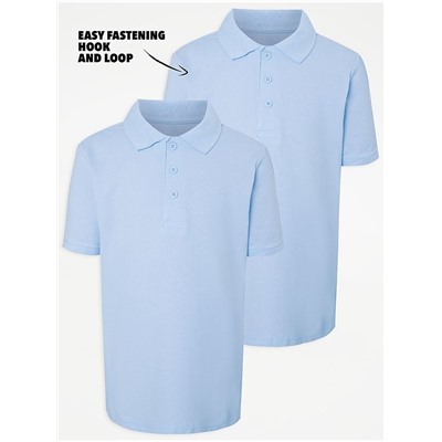 Light Blue Easy On Short Sleeve School Polo Shirts 2 Pack