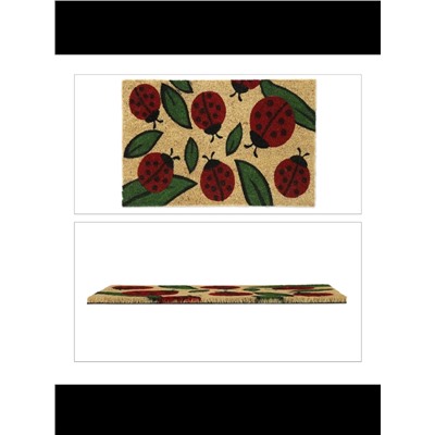Kokos-Fußmatte "Marienkäfer" in Natur/ Rot - 40 x 60 cm