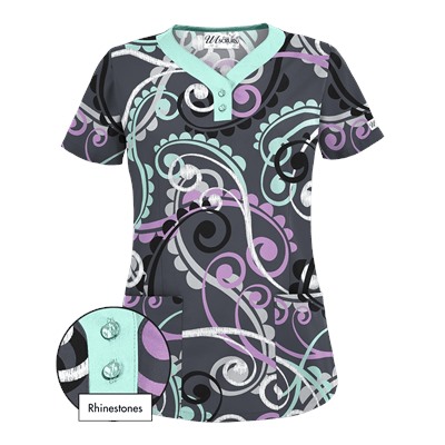 UA Cartwheels Cool Blue Scrub Top