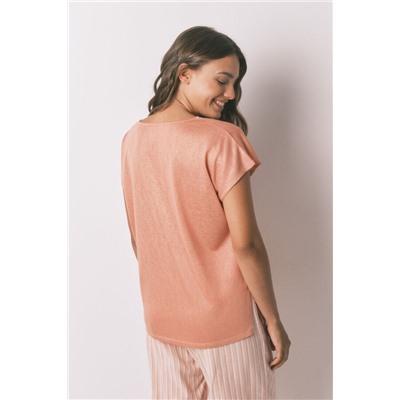 Camiseta holgada viscosa naranja lurex