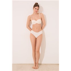 Sujetador STRAPLESS microfibra y encaje crema