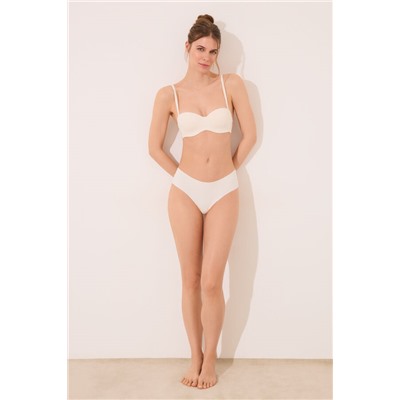 Sujetador STRAPLESS microfibra y encaje crema