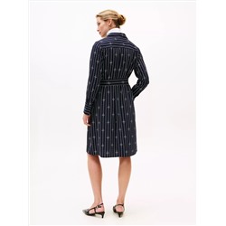 Rope Print Belted Midi Shirtdress